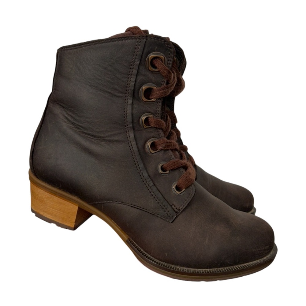Chaco Cataluna Mid Lace Up Waterproof Leather Boots Booties Mahogany Brown Sz 6